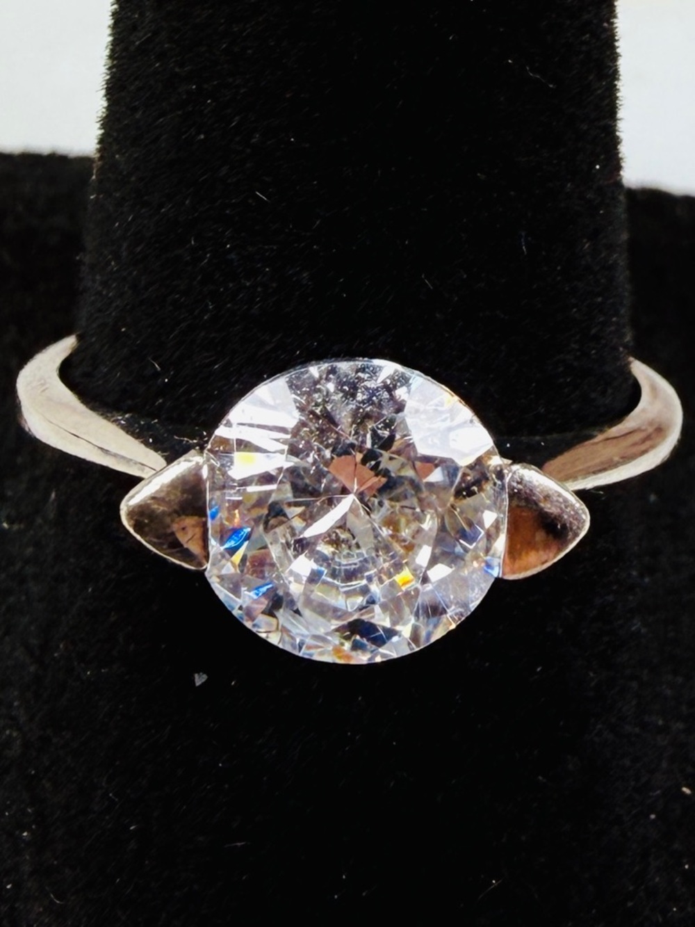 Beautiful silver 925 clear, Solitaire bling ring, size 8